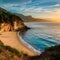 Golden beach of Corsica, scenic coastline, Mediterranean seascape photo