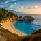 Golden beach of Corsica, scenic coastline, Mediterranean seascape photo