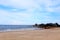 The Golden beach and cotton clouds sky on Pingtan Island