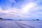 The Golden beach and cotton clouds sky on Pingtan Island