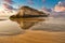 Golden beach and unusual rock in harente Maritime France