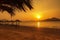 golden beach with view of sunset, a classic and unforgettable image