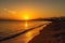golden beach with view of sunset, a classic and unforgettable image