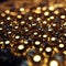 Golden Beads Gleaming on Reflective Surface in Close-Up