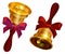 Golden bell with red bow. Holiday Last call at school