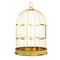 Golden bird cage isolated on white background