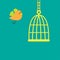 Golden birdcage cell. Flat design style.