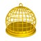 Golden birdcage gold prison isolated