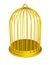 Golden birdcage gold prison isolated