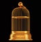 Golden birdcage isolated on black