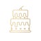 Golden birthday cake icon