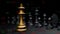 Golden bishop chess board game and digital graph , strategy ideas concept business background.3d render