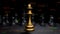 Golden bishop chess board game and, strategy ideas concept business background 3d render.