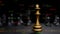 Golden bishop chess board game and, strategy ideas concept business background 3d render.