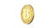 Golden Bitcoin Cash coin spinning counterclockwise in perfect loop isolated on white background.