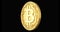 Golden Bitcoin Cash coin spinning in perfect loop isolated on black background. 4K video. 3D rendering.