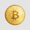 Golden bitcoin coin symbol.