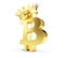 Golden bitcoin crown on a white background 3D illustration, 3D rendering