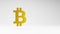 Golden Bitcoin Symbol Shape Spinning on Studio Light Gray Background