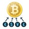 Golden bitcoin virtual currency.