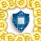 Golden Bitcoins Cover White Centre Protection Shield