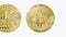 Golden Bitcoins new virtual money on internet light reflections