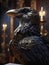 The Golden Black Feathered Beauty, An Epic Raven Statue, Generative AI