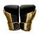 Golden and black leather leather boxing gloves isolated on white