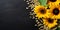 Golden Blooms and Seeds: Sunflowers on a Mystique Dark Background