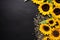 Golden Blooms and Seeds: Sunflowers on a Mystique Dark Background