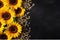 Golden Blooms and Seeds: Sunflowers on a Mystique Dark Background