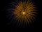 Golden blue amazing fireworks isolated in dark background close up with the place for text