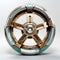 Golden And Blue Automotive Wheel 3d Rendering