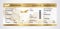 Golden Boarding pass ticket, traveler check template with aircraft airplane or plane silhouette on gold guilloche background