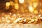 Golden bokeh abstract background. Christmas and New Year concept, Golden confetti on a bokeh background, contributing to a festive