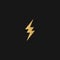 Golden bolt lightning. Yellow flashes in dark thunderstorm with dangerous charges graphic.