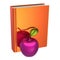 Golden book and purple apple back to school concept