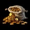 Golden bounty Coins neatly stacked, forming a precious treasure sack