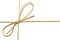 Golden bow with gift ribbon wrap for Christmas present with intricate shine details isolated cut out simple plain white background