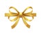 Golden bow with ribbon. Realistic gift box decoration, satin or silk luxury yellow tape for presents decoration, elegant