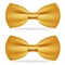 Golden bow tie gentleman isolated gold 3d icon design vector illustration