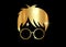 Golden Boy with round glasses cartoon icon, Potter minimal style, isolated