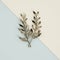 Golden branch sculpture on pastel blue-ivory background 3d rend