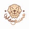 Golden brand logo. Flat design style. Cute dog