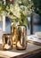 Golden brass vase, designed in a modern cylindrical shape. Add a glittering touch to your tabletop decor.