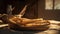 Golden bread sticks baked in rustic kitchen Illustration AI Generative