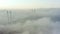 Golden bridge and Russian bridge at dawn mist in Vladivostok city. Drone view