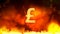 Golden British pound sign against fiery background, the most stable currency