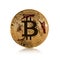 Golden broken bitcoin  on white background