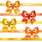 Golden and bronze bows of silk ribbon